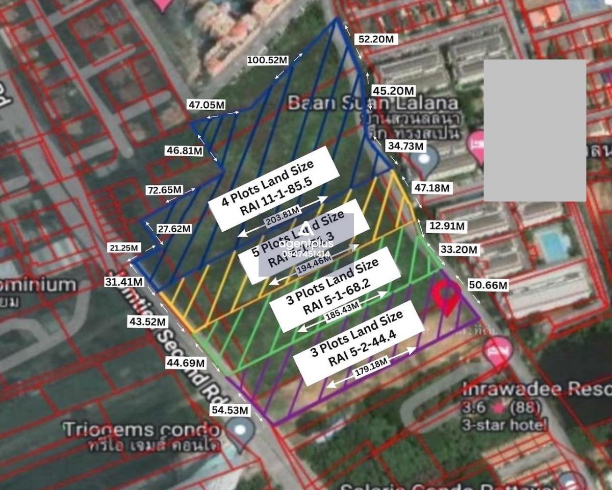 *ขายที่ดินติดถนนใหญ่ทั้ง 2 ฝั่ง พิกัดจอมเทียน พัทยา