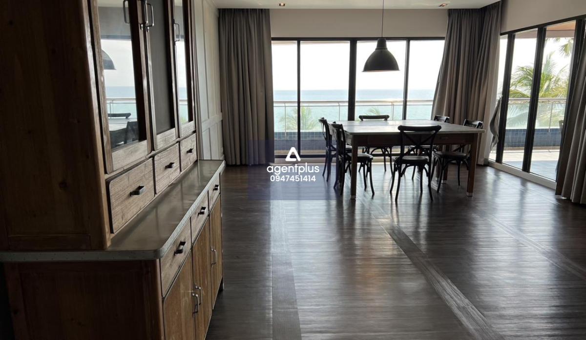 This beachfront condo is for sale and it comes at the price of 28,000,000฿ 3 bedrooms & 3 bathrooms 252 square meters Under foreign quota Fully furnished & ready to move in Condo features: Expansive living with ceiling-to-floor glass windows providing an 