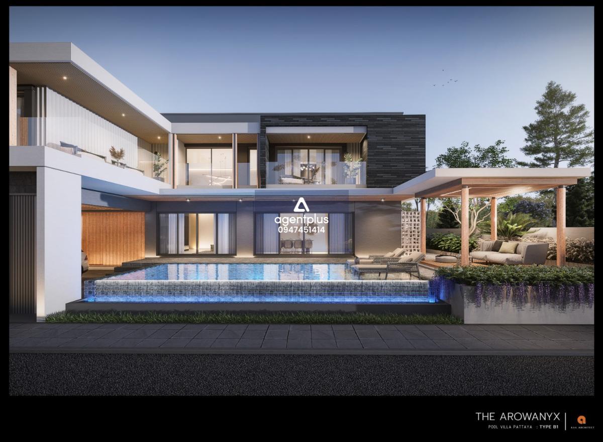 พูลวิลล่าหรู 2 ชั้น ดิ อาโรวานิกซ์ (บ้านแม่ 8)  4 ห้องนอน 5 ห้องน้ำ บ้านสร้างใหม่ ทำเลห้วยใหญ่ พัทยา 