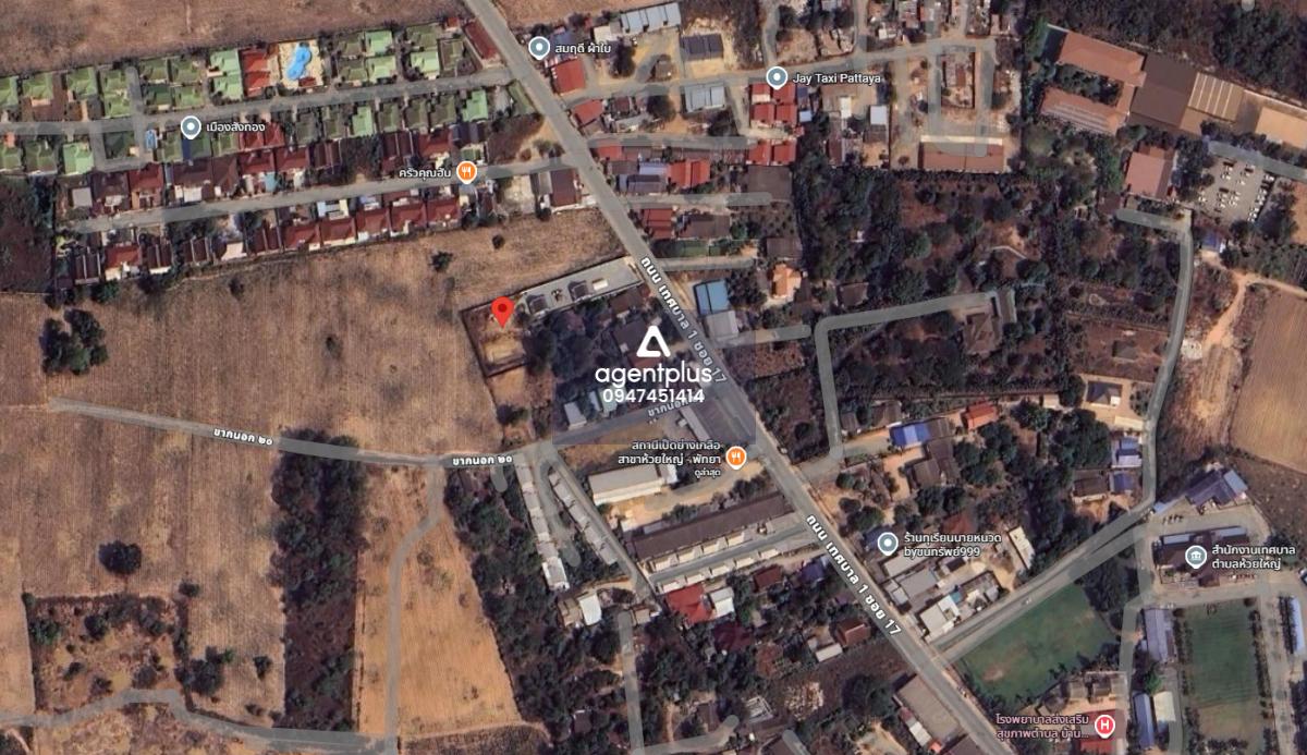 ขายที่ดินใกล้ถนนเทศบาล ใกล้โครงการบ้านจัดสรร ห้วยใหญ่ ชลบุรี