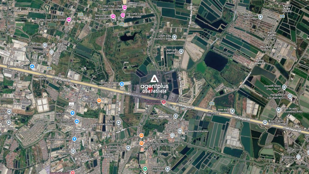 ขายที่ดินพร้อมสิ่งปลูกสร้าง ติดถนน 2 ด้าน ทางคู่ขนาน ถนนบางนา-ตราด บางบ่อ สมุทรปราการ