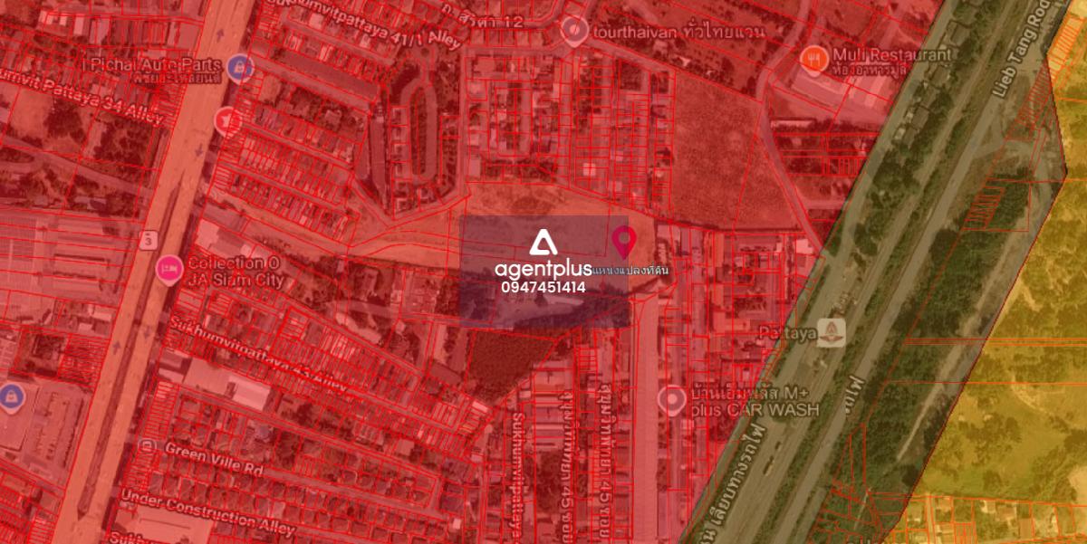 ขายที่ดินติดถนนสุขุมวิท ตรงข้ามโฮมโปร สาขาพัทยาเหนือ ห่างทะเล 9 นาที