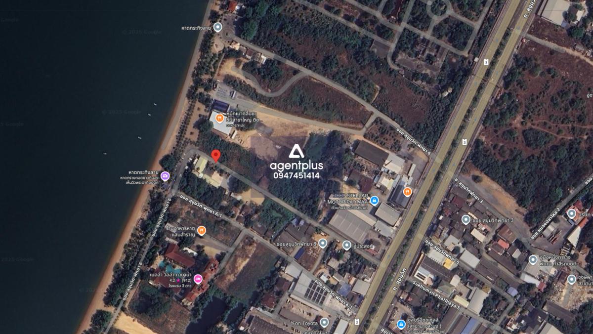 *ขายที่ดินแปลงสี่เหลี่ยมผืนผ้า ริมชายหาด ติดหาดกระทิงลาย บางละมุง ชลบุรี