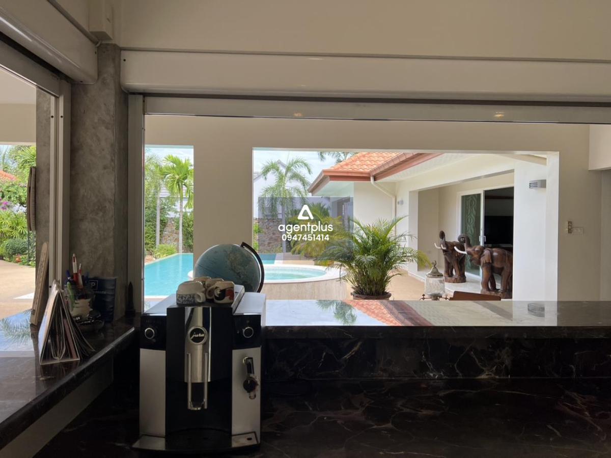This villa is for sale and it comes at the price of 27,000,000฿ Company ownership The villa is sold as is, with all the decorative items Land area of approximately 1300 square meters Villa features: 2 bedrooms & 2 bathrooms, en-suite and walk-in wardrobe 