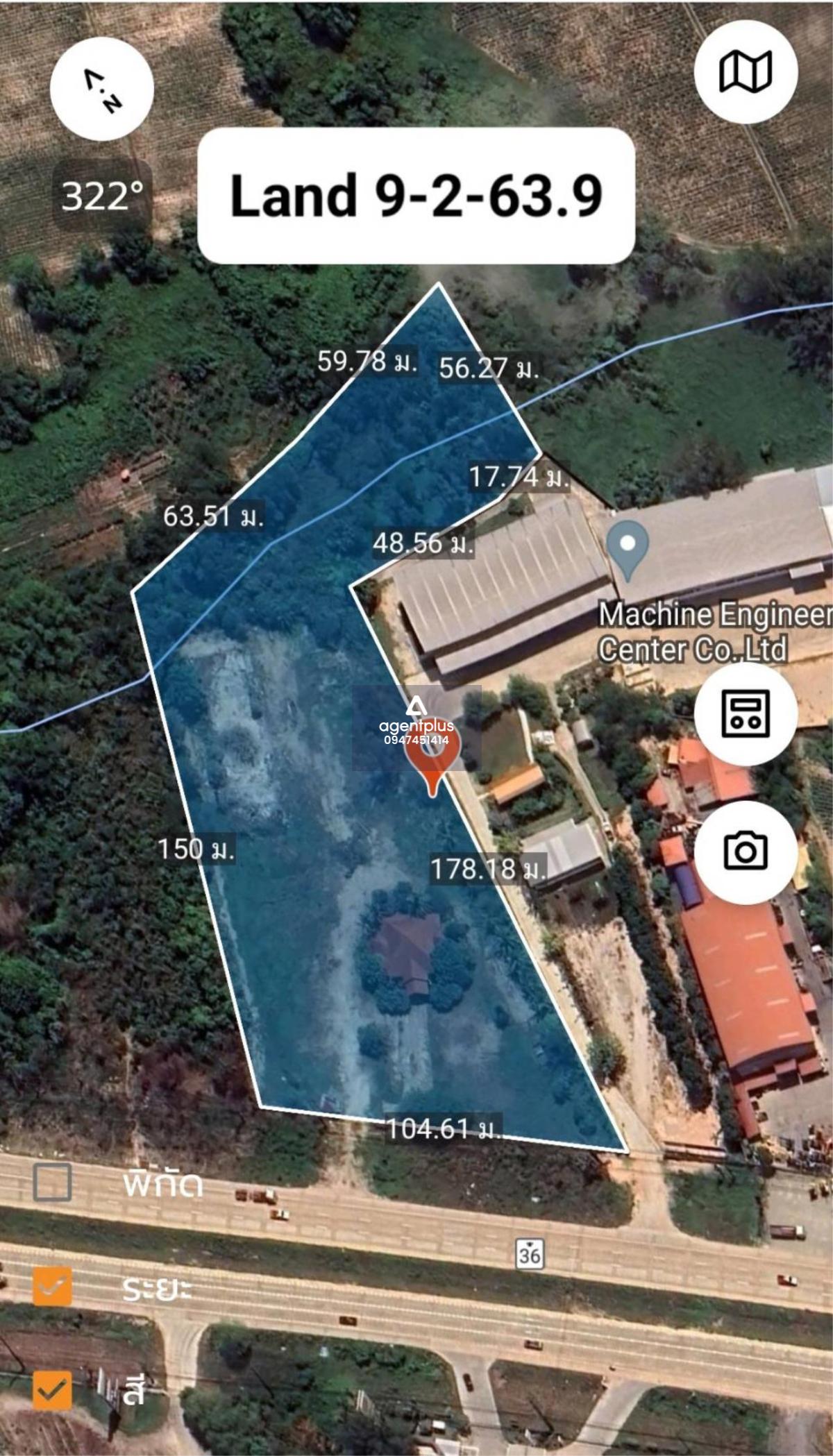 ขายที่ดินติดถนนเส้น 36 นิคมพัฒนา เมืองระยอง