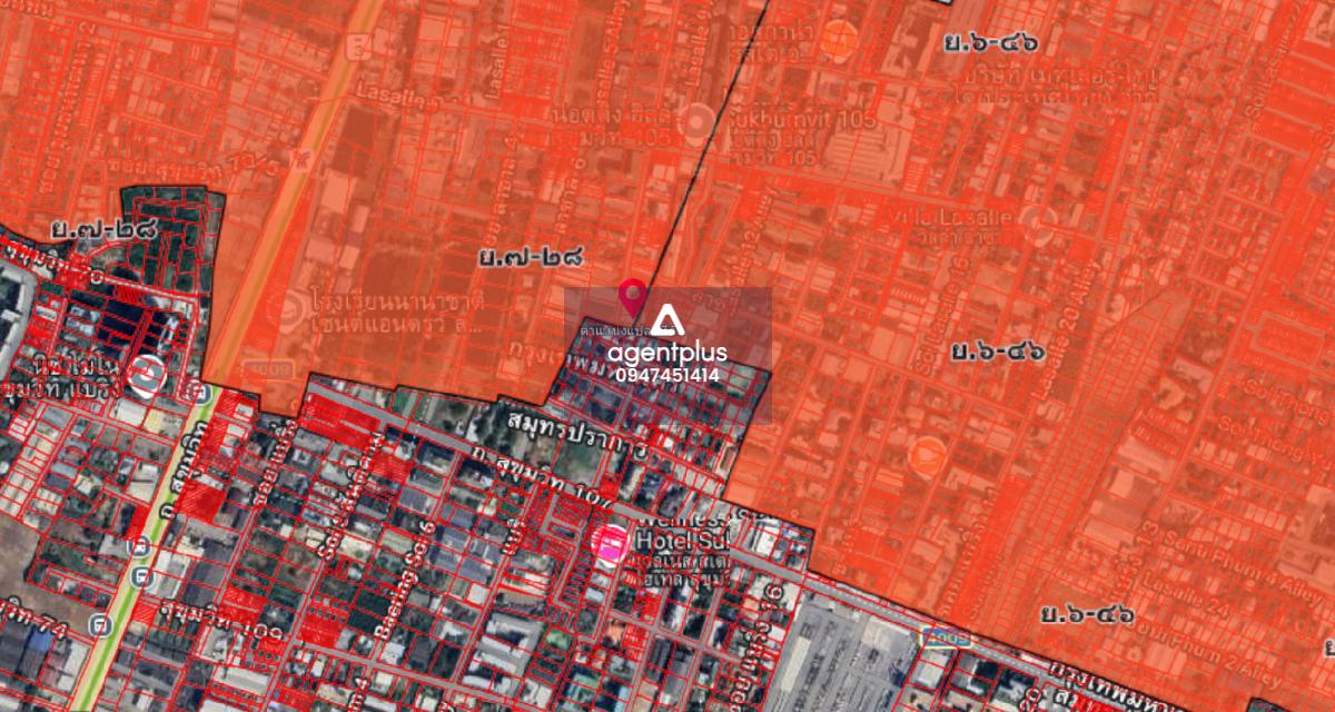 ขายที่ดินผังสีส้ม ติดถนนลาซาล 8 เขตบางนา กรุงเทพฯ