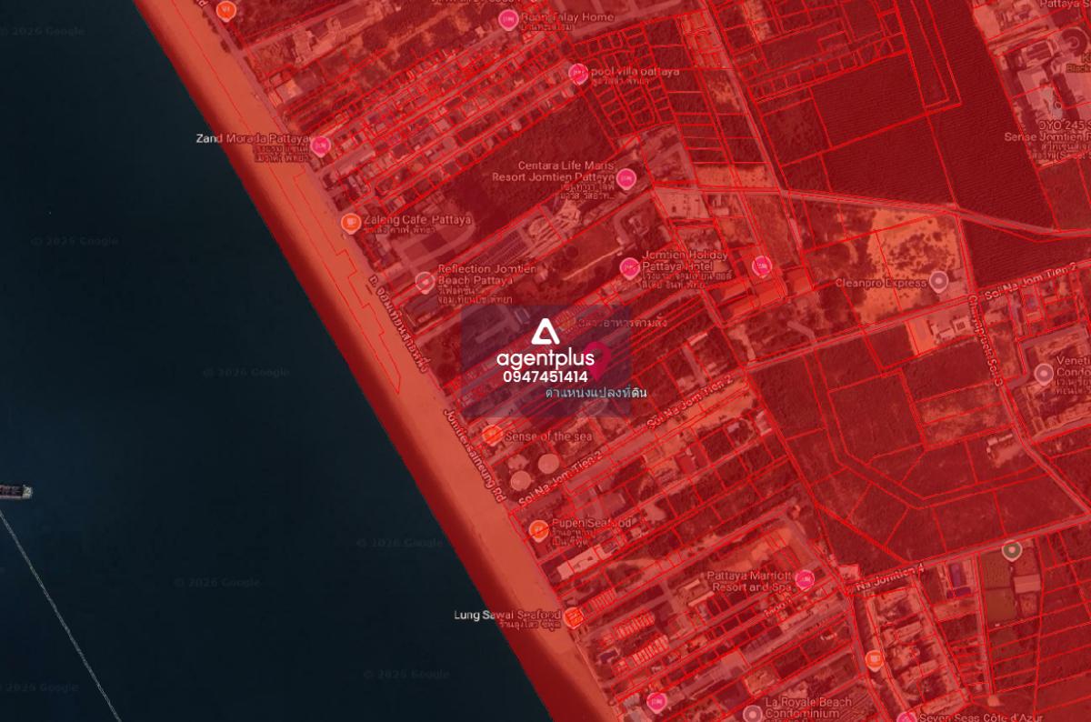 ที่ดินปล่อยเช่าระยะยาว ทำเลพรีเมียม ติดทะเล นาจอมเทียน 2 พัทยา