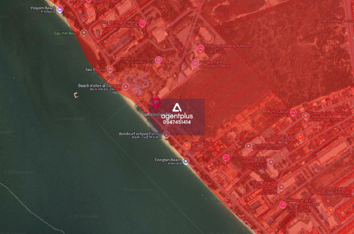 *ที่ดินติดหาดดงตาลแบ่งแปลงให้เช่า ผังสีแดง ทำเลดี เหมาะค้าขาย ร้านอาหาร พัทยา