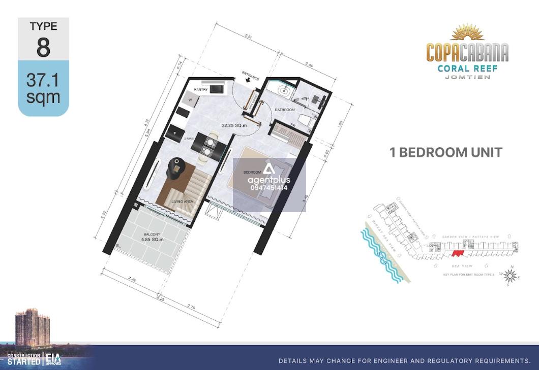 ขาย‼️โคปาคาบาน่า คอรอล รีฟ หาดจอมเทียน พัทยา  1 ห้องนอน 1 ห้องน้ำ วิวหาดจอมเทียน