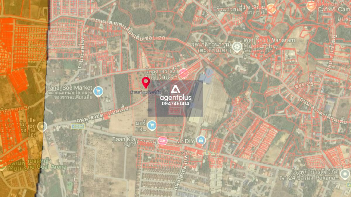 ขายที่ดินผังสีเหลืองอ่อนตะเคียนเตี้ย ติดถนนตะเคียนเตี้ย พัทยา ขายแยกได้