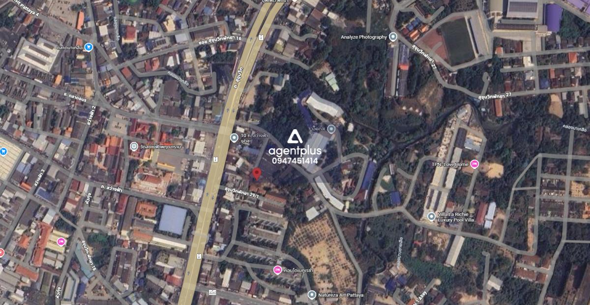 ขายที่ดินผังสีแดงติดถนนสุขุมวิท ตรงข้ามวัดสว่างฟ้า พัทยา