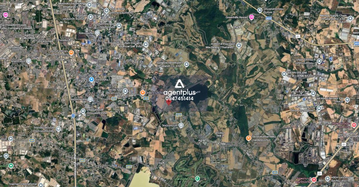 ขายที่ดินเปล่า ริมอ่างเก็บน้ำห้วยสะพาน ใกล้นิคมอุตสาหกรรมปิ่นทอง 4 ศรีราชา ชลบุรี