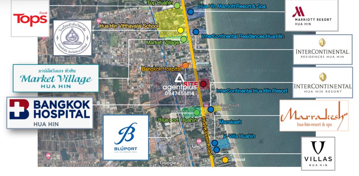 ที่ดินติดถนนเพชรเกษม ใกล้ทะเลหัวหิน ทำเลโครงการคอนโดหัวหิน ประจวบคีรีขันธ์