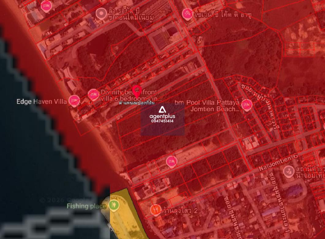 *ขายที่ดินติดทะเลจอมเทียน ยกแปลงไม่แบ่ง ใกล้ร้านอาหารลุงโสว พัทยา