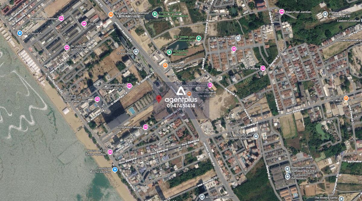 ให้เช่าที่ดินหน้าหาดจอมเทียนติดถนนใหญ่ ทำเลดี ถนนจอมเทียนสาย 2 พัทยา