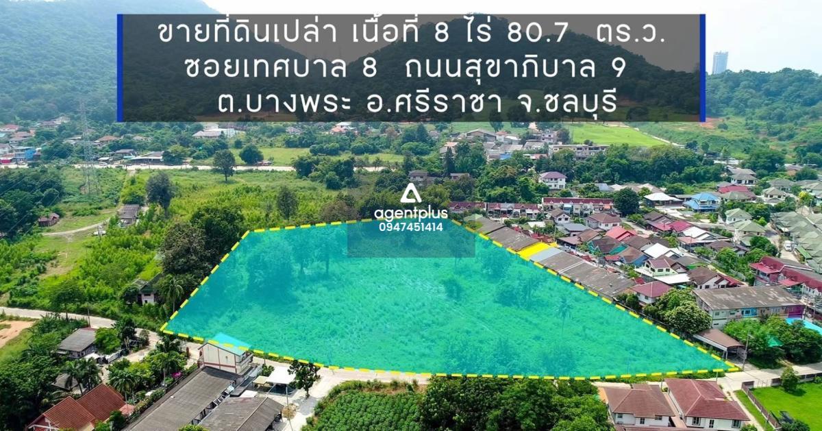 ขายที่ดินบางพระ ศรีราชา 8ไร่ วิวสวยภูเขา บรรยากาศดี เดินทางเข้าออกสะดวก 