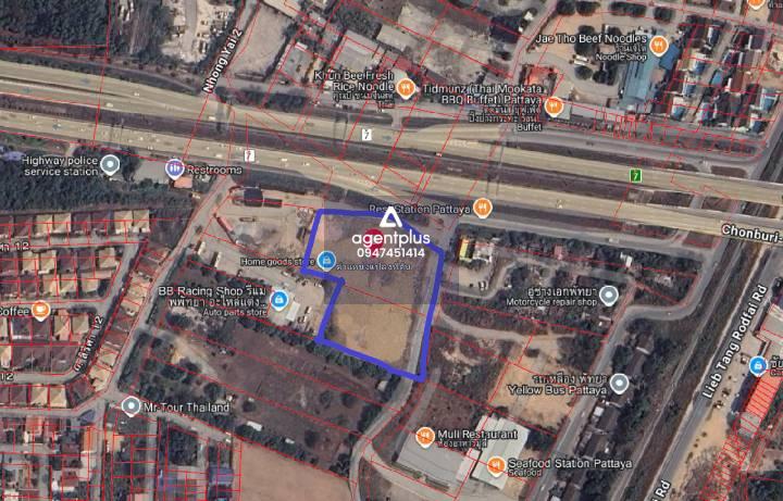 *ให้เช่าที่ดินริมถนน มอเตอร์เวย์สาย7 ชลบุรี – พัทยา ใกล้ถนนสุขุมวิท นาเกลือ พัทยา