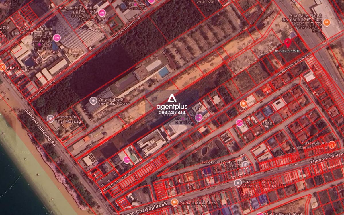 ให้เช่าที่ดินหน้าหาดจอมเทียนติดถนนใหญ่ ทำเลดี ถนนจอมเทียนสาย 2 พัทยา