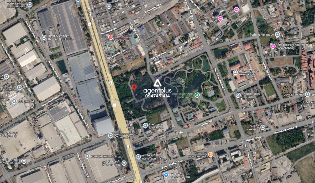 ที่ดินติดถนนสุขุมวิท ใกล้สวนสาธารณะฯ อยู่ตรงข้ามกับอุตสาหกรรม เขต EEC ผังสีส้ม ศรีราชา ชลบุรี