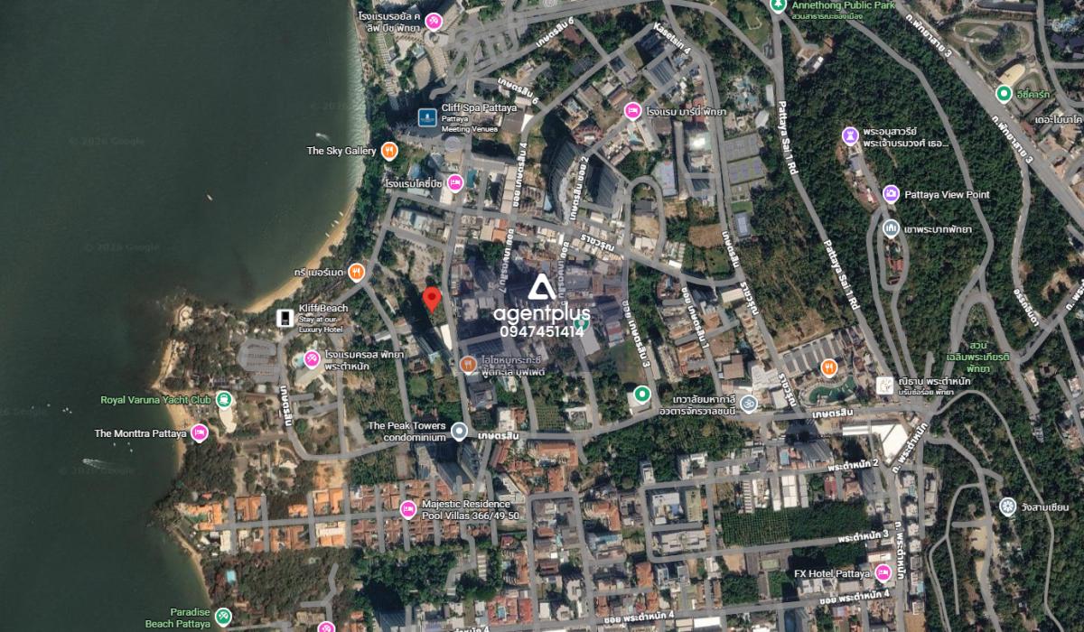 ให้เช่าที่ดิน ทำเลทองใกล้ทะเล ติดถนนเกษตรสิน 9 โครงการคอนโดล้อมรอบ พัทยา