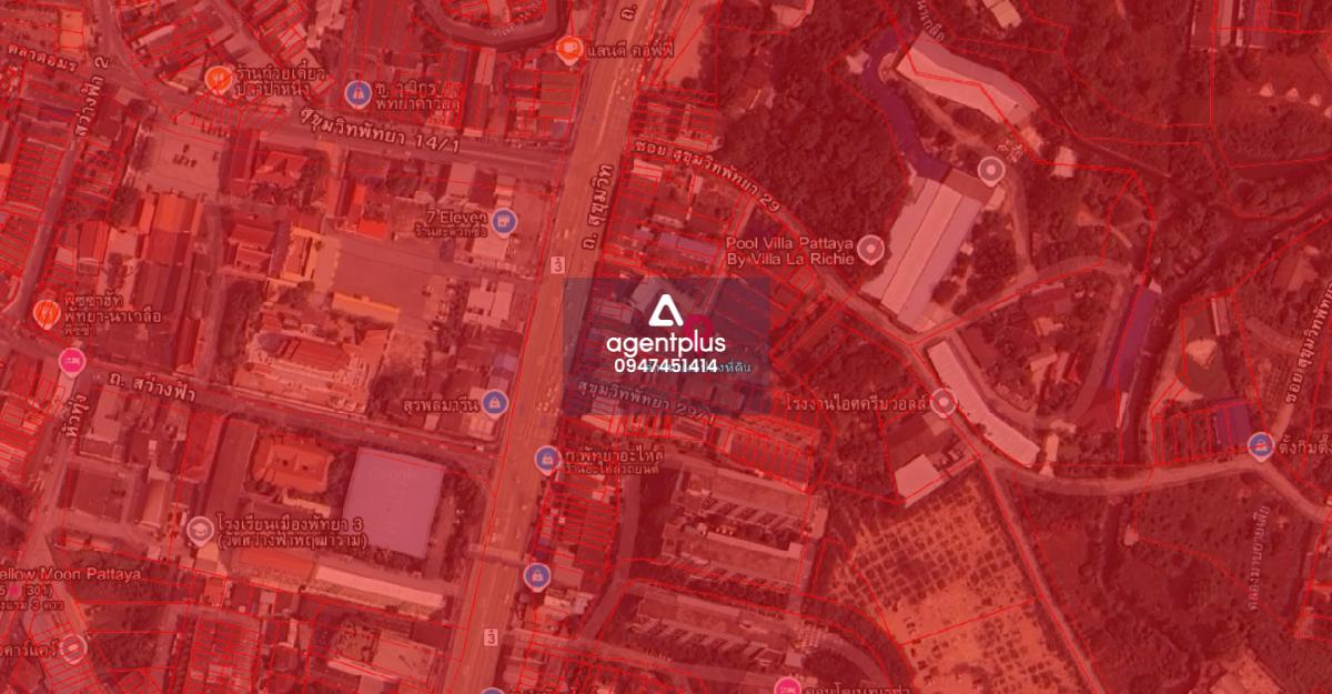 ขายที่ดินผังสีแดงติดถนนสุขุมวิท ตรงข้ามวัดสว่างฟ้า พัทยา