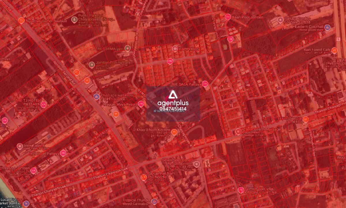 ขายที่ดินใกล้ทะเลจอมเทียนเพียง 1 ก.ม. ติดถนนชัยพฤกษ์ 4 พัทยา แปลงล่าง