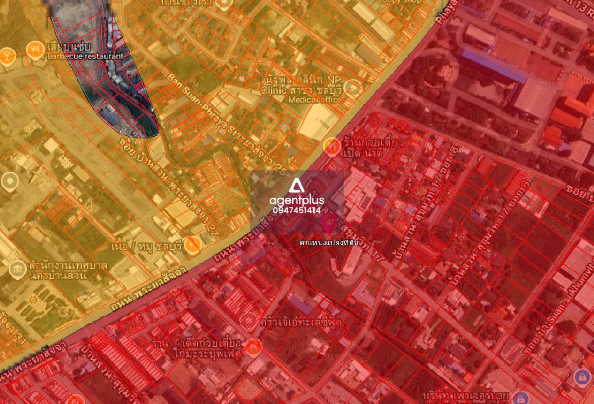 ขายที่ดินทำเลดี ผังสีแดง ใจกลางเมืองชลบุรี ติดถนนสุขุมวิท บ้านสวน ชลบุรี